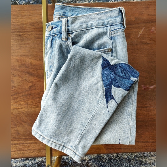 ALL SAINTS RELAXED MID RISE BIRD EMBROIDERED JEANS - Picture 10 of 14